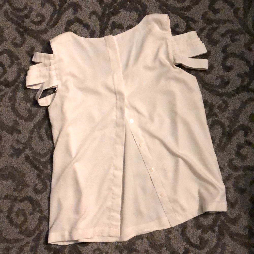 Cold Shoulder Blouse Button Back
